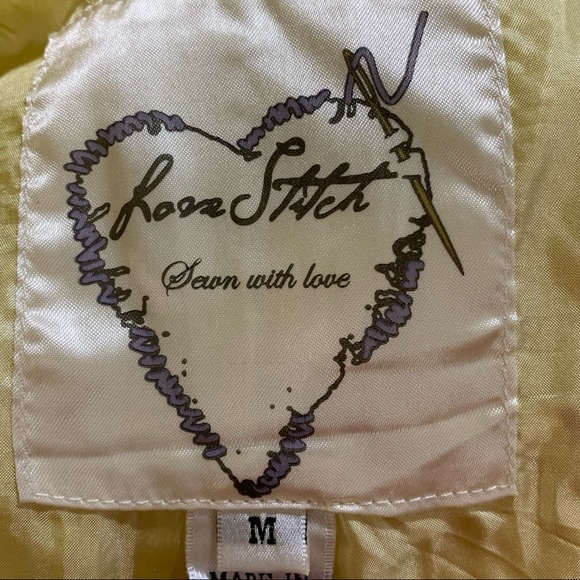 Love Stitch Shirt Dress 1/2 Sleeve Yellow Patch Pockets ButtonUp - Picture 4 of 12